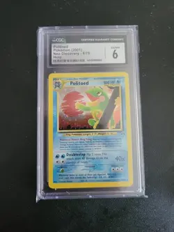 Politoed Holo Cgc 6 Ex/nm Pokemon Card 2001 Neo Discovery 8/75 (Psa) Graded - Image 1