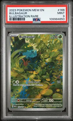 2023 Pokemon Mew EN-151 Bulbasaur #166 Illustration Rare PSA 9 - Image 1