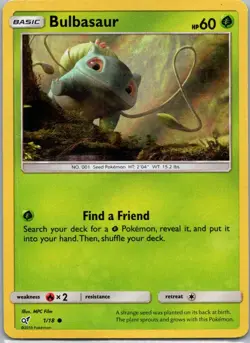 Pokemon TCG Bulbasaur 1/18 Detective Pikachu Holo LP - Image 1