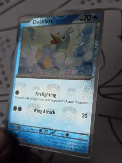 Ducklett 025/086 Pokemon Card Master Ball Reverse Holo S&V White Flare Rare - Image 4
