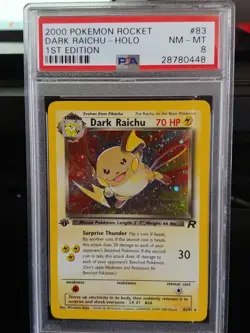 PSA 8 Dark Raichu 1st Edition Team Rocket Holo Rare Pokemon Card #83 NM-MT - Image 1