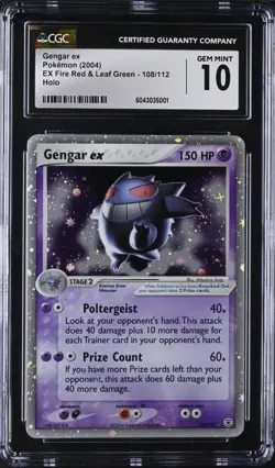 2004 Pokemon EX Fire Red & Leaf Green #108/112 Gengar ex CGC 10 GEM MINT - Image 1