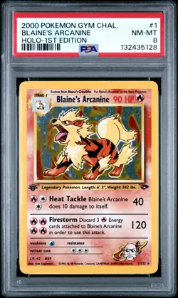 PSA 8 - Blaine's Arcanine - #1 - 1st Edition - Gym Challenge - Pokemon Card - Image 1
