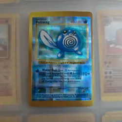 Poliwag 59/102 HOLO Prism Vintage Pokemon Base Set Vending Golden Sticker Card - Image 1