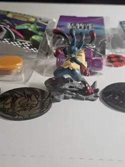 Pokemon Lunch Box With Stickers, Coins, Rare Mega Lucario Figure & Jumbo Card - Image 4