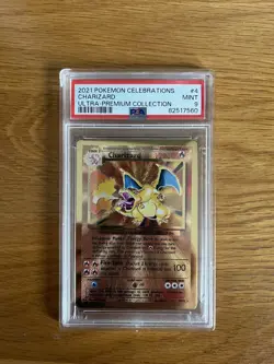 Pokemon Card Charizard 4/102 Gold Metal Celebrations UPC 25th Anniversary PSA 9 - Image 1