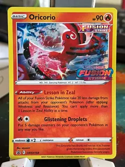 POKEMON ORICORIO SWSH168 PROMO BLACK STAR HOLOFOIL FUSION STRIKE STAMPED NM CARD - Image 1