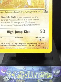 Pokemon Card Hitmonlee 7/62 Fossil Set Rare Holo WOTC Near Mint - Image 4