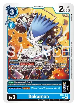 Digimon BT23 Hackers Slumber BT23-016 Dokamon Rare Card Pre Order October - Image 1