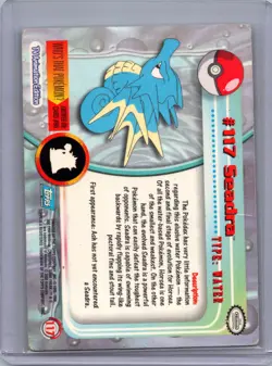 Pokemon TOPPS SERIES 2 #117 SEADRA BLUE LOGO Moderately played - Image 2