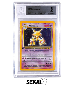 POKEMON BGS 8 ALAKAZAM SET BASE PRIMA EDIZIONE 1/102 ITALIANO ITA HOLO NM - MINT - Image 1
