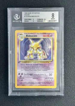 POKEMON BGS 8 ALAKAZAM SET BASE PRIMA EDIZIONE 1/102 ITALIANO ITA HOLO NM - MINT - Image 2