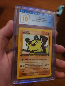 (POP 16) CGC 10 PRISTINE Mankey Team Rocket 1st Edition 2000 Pokemon 61/82 Card - Image 1