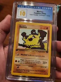 (POP 16) CGC 10 PRISTINE Mankey Team Rocket 1st Edition 2000 Pokemon 61/82 Card - Image 2