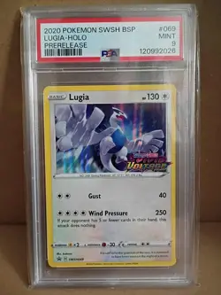 Lugia (Prerelease) SWSH069 Pokemon Sword & Shield Promo Cards PSA 9 - Image 1