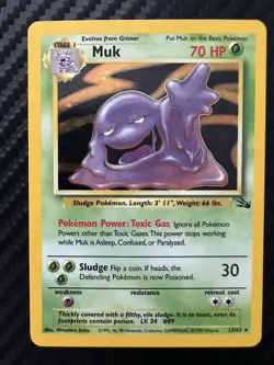 Muk 13/62 Original Holo Rare Fossil Set Pokemon Card WOTC TCG 1999 - Image 1