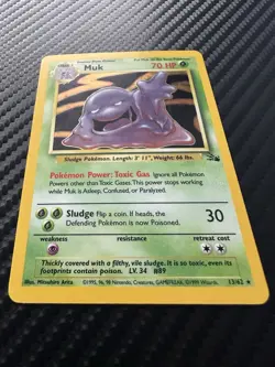 Muk 13/62 Original Holo Rare Fossil Set Pokemon Card WOTC TCG 1999 - Image 2