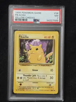 Pokemon TCG Pikachu Yellow Cheeks Base Set Unlimited Card 58/102 WOTC PSA 7 - Image 1
