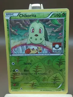 MP Pokemon XY Breakpoint 1/122 Chikorita Reverse Holo League Promo Stamped - Image 1
