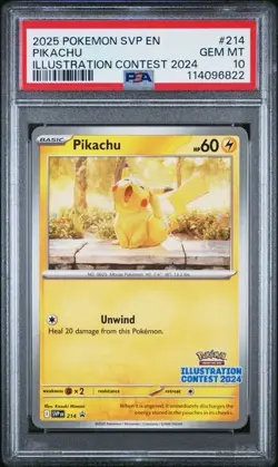 POKEMON BLACK STAR PROMO #214 PIKACHU ILLUSTRATION CONTEST 2024 ENGLISH - PSA 10 - Image 1