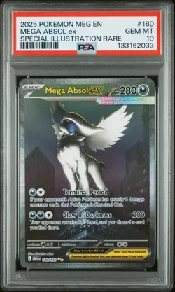 2025 Pokemon Mega Evolution Mega Absol Ex Special Illustration Rare #180 PSA 10 - Image 1