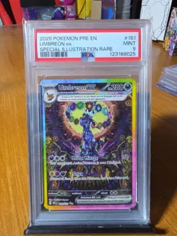 2025 POKEMON PRISMATIC EVOLUTIONS ILLUSTRATION RARE #161 UMBREON EX PSA 9 - Image 1