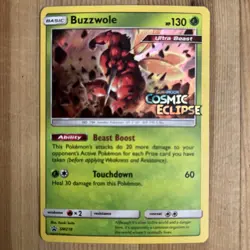 Pokemon Buzzwole Prerelease Cosmic Eclipse Promo SM218 LP - Image 1