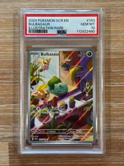 2024 Bulbasaur Pokemon Stellar Crown Illustration Rare Holo 143/142 PSA 10 - Image 1