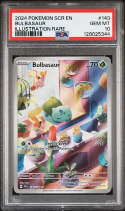 2024 POKEMON SCR EN-STELLAR CROWN ILLUSTRATION RARE #143 BULBASAUR PSA 10 - Image 1