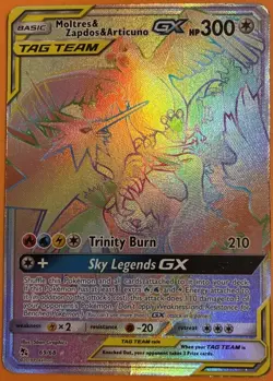 Pokemon MOLTRES & ZAPDOS & ARTICUNO GX 69/68 (Secret Rare Rainbow) Hidden Fates - Image 1