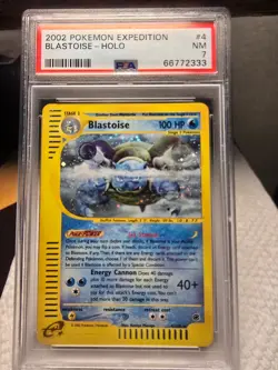 Pokemon TCG Blastoise Holo Card Expedition Base Set #4 PSA 7 Near Mint - Image 1