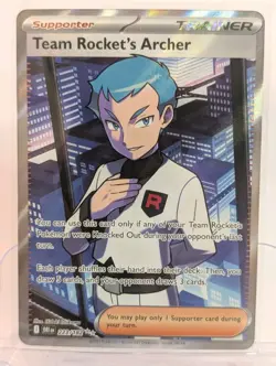 Team Rockets Archer Destined Rivals Rare Trainer Card 223/182 Pokemon NM - Image 1