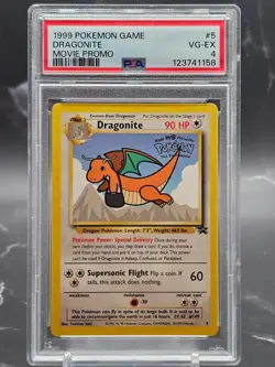 1999 Pokemon Dragonite #5 WB Movie Promo PSA 4 VG-EX Black Star WotC - Image 1