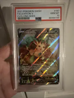 2021 Pokemon SWSH Evolving Skies Leafeon V 167/203 PSA 10 Gem Mint Alt Art - Image 1
