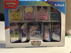 Pokemon Scarlet & Violet Paldean Fates 5 Mini Tins w/ 4 Promos Costco Bundle NEW - Image 1