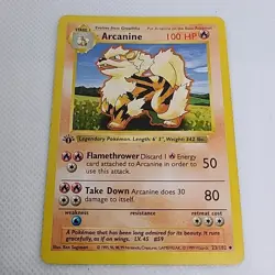 Arcanine 23/102 1st Edition Shadowless - Vintage 1999 WoTC Pokemon Base Set LP - Image 1