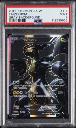 2011 POKEMON B&W GRAY BACKGROUND #114 FULL ART/ZEKROM PSA 9 - Image 1