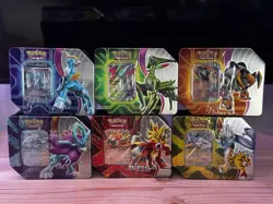 All 6 *FULL SET* Pokemon TCG Tins, 5 Packs Each, FACTORY SEALED. Same Day Ship! - Image 1