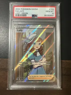 2022 FA/LADY 193 POKEMON SWORD & SHIELD LOST ORIGIN FULL ART PSA 10 GEM MINT - Image 1