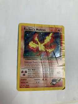 Pokemon Rocket’s Moltres 12/132 Gym Heroes Unlimited Holo Rare Damaged w/Swirl - Image 2