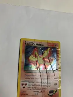 Pokemon Rocket’s Moltres 12/132 Gym Heroes Unlimited Holo Rare Damaged w/Swirl - Image 4