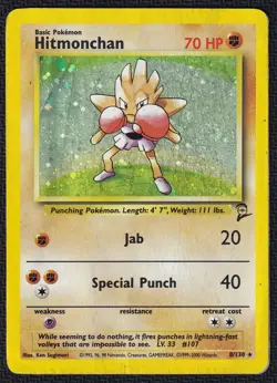 Pokemon Hitmonchan 8/130 Holo Base Set 2 - Image 1