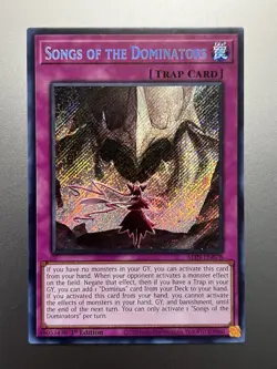 Yugioh - Songs of The Dominators Secret Rare ALIN-EN078, Near Mint, 1st Edition - Image 1