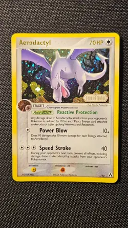 Pokemon Card - Aerodactyl Legend Maker 1/92 Reverse Holo Stamped - MP - Image 2