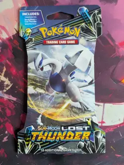 Pokemon: Sun & Moon: Lost Thunder Sleeved Booster Pack - Lugia Artwork - SEALED - Image 1