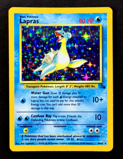 1999 Pokemon LAPRAS Fossil Set HOLO Foil Rare Unlimited Edition Card 10/62 WotC - Image 1