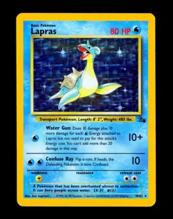 1999 Pokemon LAPRAS Fossil Set HOLO Foil Rare Unlimited Edition Card 10/62 WotC - Image 4
