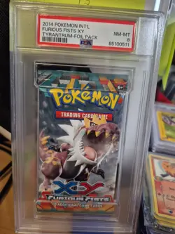 2014 POKEMON XY FURIOUS FISTS FOIL PACK TYRANTRUM PSA 8 NMint (85100511) pop 2 - Image 1