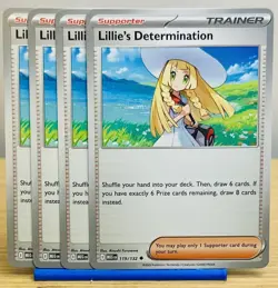 4x Lillie’s Determination 119/132 Mega Evolution Pokemon TCG Playset - Image 1