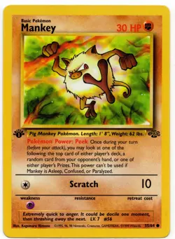 Pokemon - 1st Edition Jungle Mankey 55/64 LP - Image 1